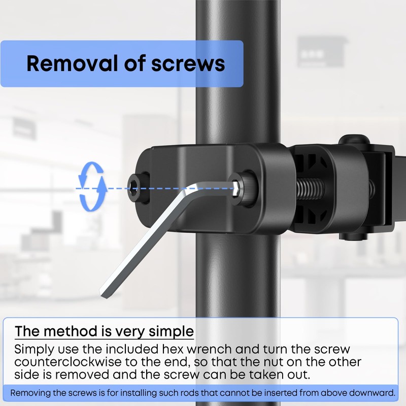 WORLDLIFT Pole Mount Monitor Arm Easy Clamp-on VESA Mount for