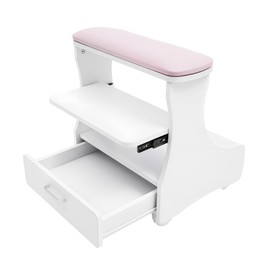 YIYIBYUS Foot Bath Stool,Pedicure Foot Rest w/Wheels,Portable Manicure Foot Rest, Foot Bath Spa Trolley Cart, Multi-Functional Footrest Pedicure for Home Bathroom Salon Supplies (Pink)