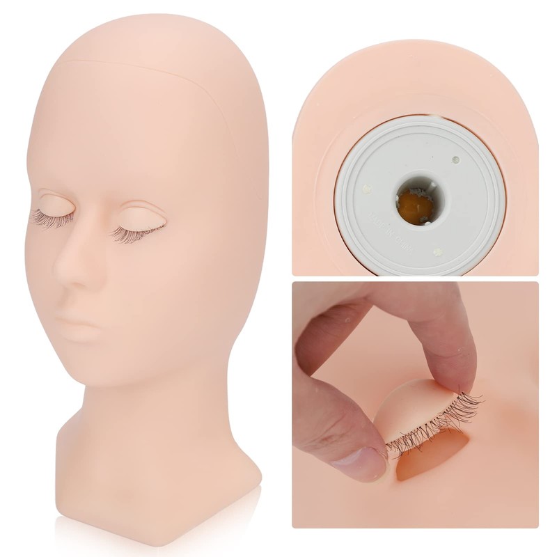 Eyelash Extension Mannequin Head with 3 Pairs Removable Eyelids,Eyelash Mannequin