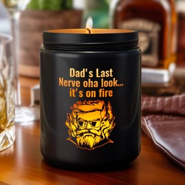 Father's Day Candle,with LED Light, Dad Gifts from Daughter Son Kids,Birthday Father’s Day Christmas Gifts for Dad,Dad's Last Nerve,Ebony Wood Leather Scented,Over 40 Hours of Burn Time,100% Soy Wax