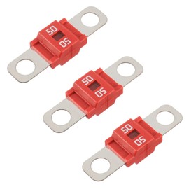BOJACK Midi High Current Fuse Bolt-On Fuse 50A Amp Red for Cars, Trucks, Construction Vehicles, Buses, Caravans (Pack of 3, 50A)