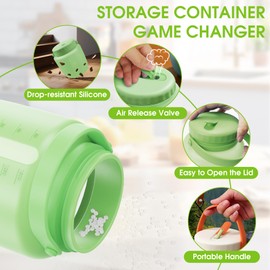 2 Pack Airtight Silicone Storage Containers Jar with Vent Lid 51floz, Handle, Collapsible, Leakproof Food Canisters for Kitchen Pantry, Cookie, Cereal, Flour, Rice, Fermentation, Egg & Microwave Safe