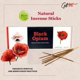 Giftbrit Black Opium Natural & Herbal Incense Sticks 100 Sticks With 1 Incense Holder For Meditation, Yoga, Church, Relaxation, Healing and Positivity