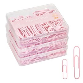 NEEWAY Clips de Papel Coloridos de Varios Tamaños, Clips de Papel Pequeños y Grandes, 210 Piezas, 3 Paquetes de 70 (Rosa Claro)
