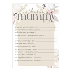 The Little Party Company Baby Shower Games - Pack of 20 Who Knows Mummy Best Games- Pampas Boho Floral Design (BSPamWKM20)