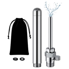 Metal Shower Head Set for Intestinal Irrigation with Flow Regulator - Unisex Intimate Care Shower System for Men & Women - Includes Velvet Hand Bag as Shower Accessory