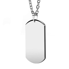 HZMAN Men's Highly Polished Stainless Steel Dog Tag Pendant Necklace 22 + 2 Inch Link Chain Jewellery Gift, Stainless Steel, No Gemstone
