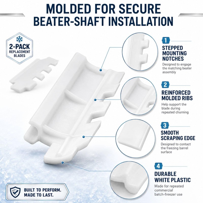 YKF-116 Scraper Blades for VEVOR Hard Ice Cream Machines, 2-Pack