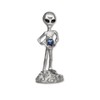 UFO Alien Holding Faceted Crystal Ball Pewter Statue