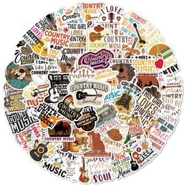 50Pcs Country Music Stickers Pack for Kids, Waterproof Vinyl Country Music Aesthetic Stickers, Western & Cowboy Aesthetic Decals for Laptops, Water Bottles, Phones, and Guitars