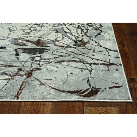 Homeroots 7' Ivory Grey Machine Woven Abstract Vermicular Indoor Runner Rug