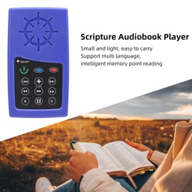 Electronic Holy Bible Audio Player, Talking Audio Bible Player, KJV (King Version) and, Solar and USB Rechargeable, Built in 4G Capacit (Blue)
