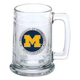 Heritage Pewter Michigan Beer Stein Glass | 15 Ounce German-Style Beer Glass | Intricately Crafted Metal Pewter Alma Mater Inlay
