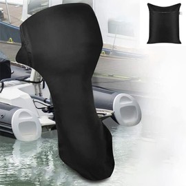 Skyour Outboard Motor Cover Waterproof Boat Engine Cover Dust Rian UV Motor Protective Covers (71" x 76" x 64" for 24.6") for 2.4" for 6-90HP Black