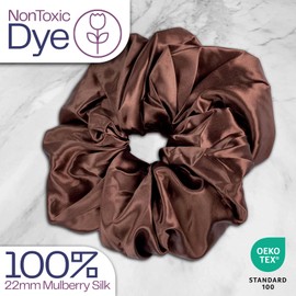 Celestial Silk Mulberry Silk Scrunchies for Hair (Oversized, Chocolate)