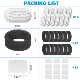 MISFANS Cearmic Cat Water Fountain Filters, 12 Pack Replacement Filters & 12 Pack Replacement Sponges Set for MISFANS and Other Automatic Pet Fountain Water Dispenser