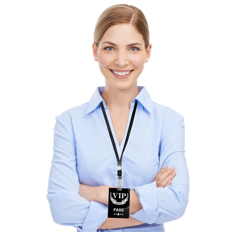 50 Sets VIP Badge Lanyards with Plastic VIP Pass Cards