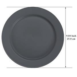 Berglander Plastic Plates Set of 8 Pieces 10", Gray Reusable Flat Dinner Plates, Salad Plates, Pasta Bowls, Dishes Set Easy to Carry for Home, Garden, Picnic, Camping, Outdoor