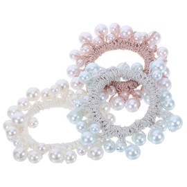 Ipetboom 3pcs Pearl Elastic Hair Ties Beaded Ponytail Holders for Women Seamless Cute Hair Bands with Faux Pearl Embellishment Classic