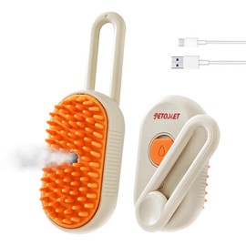 PETOMET Rechargeable Steam brush for pet Brushes For Dogs, Brushes for Cats, Gentle Technology 2025 Grooming Brush, Easy-to-Clean Gift Painless Grooming Washable Cat Brush for Shedding 3 in 1