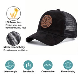 Enwokran Baseball Cap Men's Adjustable Mesh Back Baseball Hat Summer Hat Sun Hat Sporty Outdoor Caps Hats Embroidered Adjustable Sun Protection Baseball Cap, black