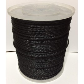 3/16" x 1000' Hollow Braid Polypropylene Polypro Rope Size #6 Black Spool Poly