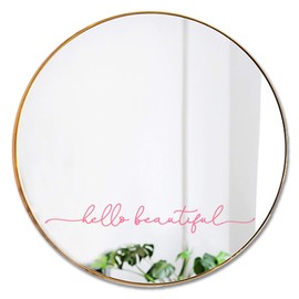 Hello Beautiful Mirror Decal Vinyl Decal Bathroom Decor Pink Color 15x2.1 inch