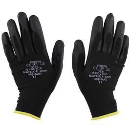 2 Pairs - POLYCO Matrix P Grip - Black PU Gloves Size 11 XX Large Gardening Work Mechanic Builders PPE Grip