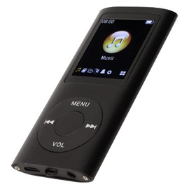 Portable MP3 Player, Lossless Sound HiFi Music Player Media with Memory Card Slot, Support 64GB, 200mAh Battery, with Earphones, 1.8 Inch LCD Screen (Black)