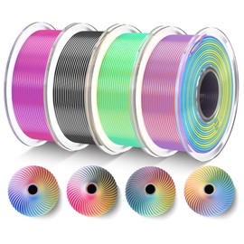 TECBEARS 4-Color Silk PLA Filament Bundle, Silk 3D Printer Filament, Shiny Silk Texture, 1kg in Total, 0.25kg per Spool, 4 Pack