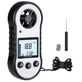 Digital Wind Gauge, Air Flow Meter with Wind Temperature Tool -10 °C ~ 45 °C, Anemometer for Measuring Airflow Velocity, Wind Gauge for Sailing/Surfing/Fishing/Kite - Grey