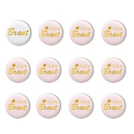 DazzJoy Pack of 12 JGA Bride Button Set, Jga Accessories Women, Team Bride Buttons Badge, Bachelor Party Women Accessories, Jga Women Badge for Games Party, Wedding, Engagement Celebrations (Pink)
