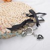 Silver Black Bow Keyring Keychain for Women Y2k Pendant Heart