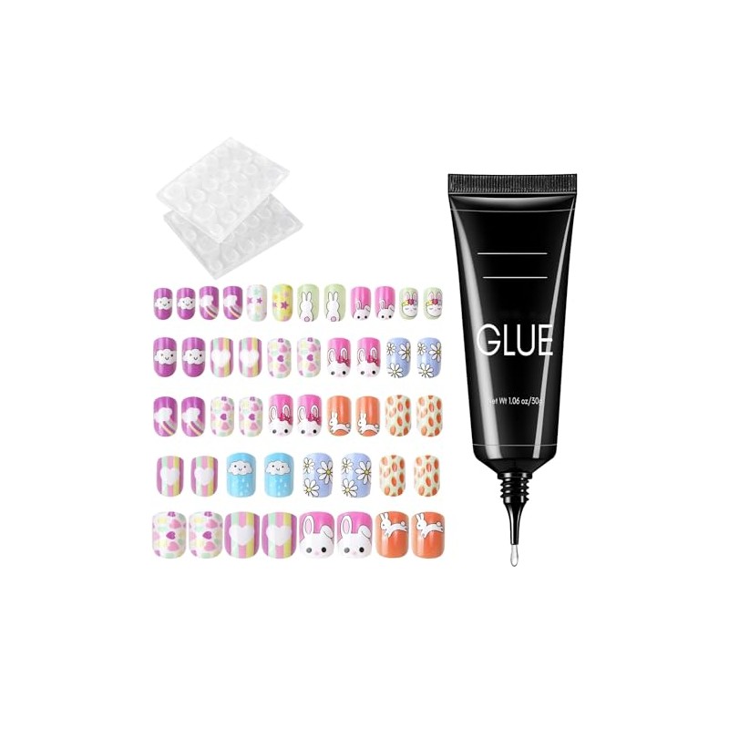 EBANKU 3er Pack Kinder Nägel aufdrücken Mit Nagelkleber 10g