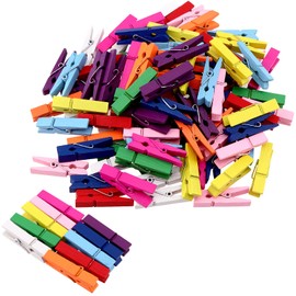 MANCHAP 400Pcs 3.5 x 0.7cm Colorful Wooden Clothespins, 1.37 x 0.27 Inch Small Craft Peg Pins Clip, Tiny Wooden Clamp Pins Clip for Documents, Paper, Photos Fixing