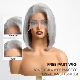 testar 13×4 Sliver Gray Bob Wig Human Hair Realistic HD Lace Front Wig Human Hair Ready to Go Bob Wig Glueless 12 Inch Straight Bob Human Hair Wigs for Women