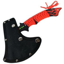 Zomb-War 11" Hunt-Down Dragon Axe Outdoor Hunting Camping Survival Steel Hatchet & Sheath - Red