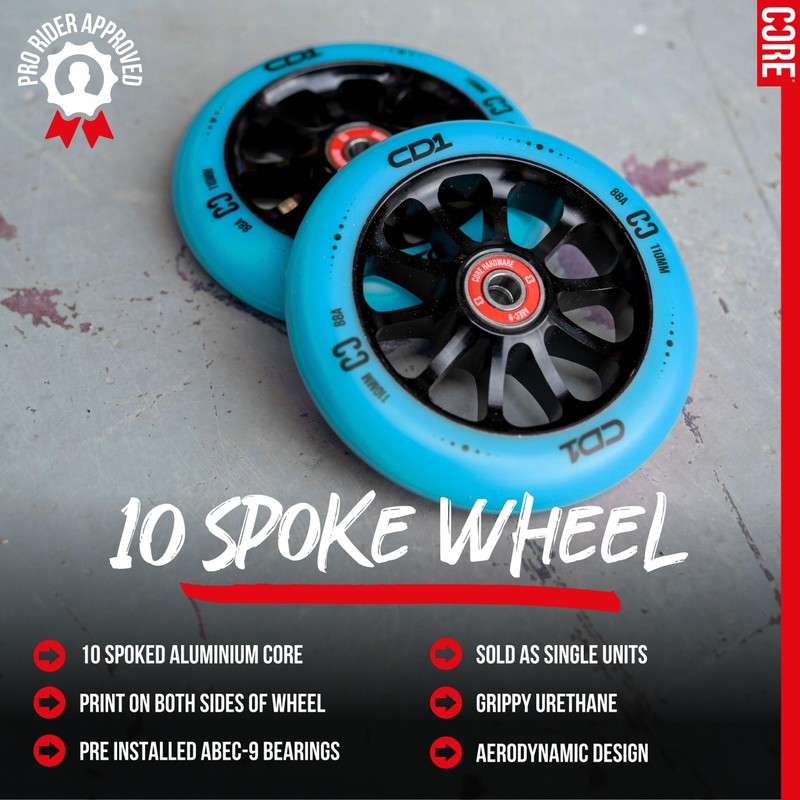 CORE CD1 Spoked Stunt Scooter Wheel 110mm ABEC 9 Bearings