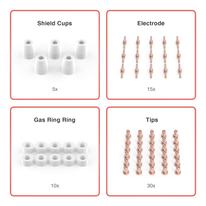 YESWELDER 60 Pcs Plasma Cutting Consumables Fit Cut40 50 with