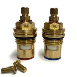 Replacement Ceramic Disc Quarter Turn Tap Cartridges (Pair) 20 Teeth BSP 1/2" x 50mm Supplied with Solid Brass Screws (VR03)