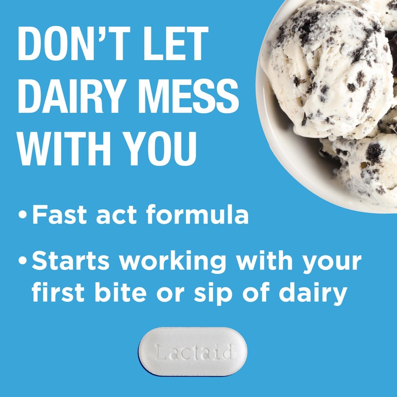 Lactaid Fast Act Lactose Intolerance Caplets with Lactase Enzyme, Dairy