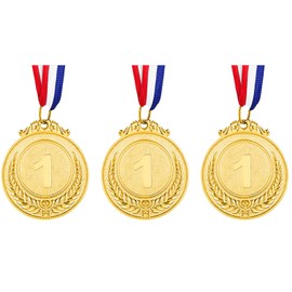 Udewo 3 Pack Metal Medals, Olympic Gold Medals for Children Metal Sports Day Medals Lockdown Medals with Ribbon for Adults Kids