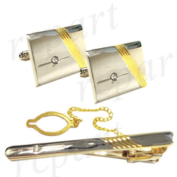 New Men's Cufflinks Cuff Link Rectangle Wedding Party Prom Silver Gold Stripe
