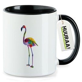 Huuraa Kaffeetasse Flamingo Colorful Geschenk 330ml Schwarz Flamingo Präsent