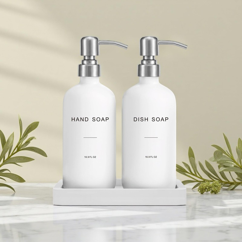 Prus Waso White Soap Dispenser for Kitchen Sink, Dish and
