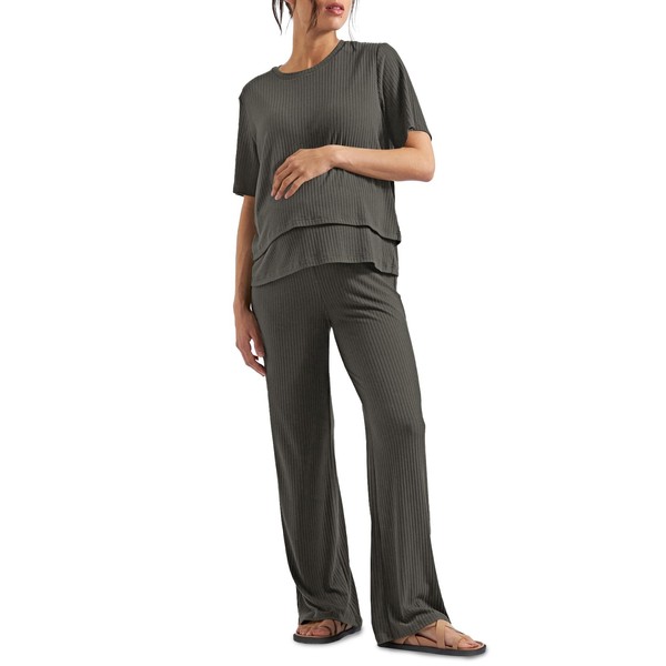 Tankaneo Womens Postpartum Maternity Pajamas 2 Piece Sets Rib Short