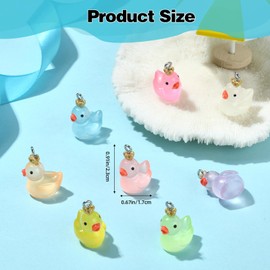 COGCHARGER 40Pcs Resin Duck Charms Mini Duck with Crown Pendants Miniature Figurines Cute Animal Charms for Bracelets Necklace Earrings Jewelry Making DIY Craft Supplies, Stainless Steel Resin, No
