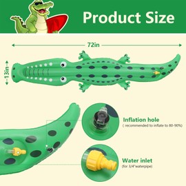 Water Sprinkler for Kids,Large Crocodile Inflatable Sprinkler, Kids Sprinklers for Yard,Outdoor Water Toys Spray Summer Water Play for Boys Girls Dogs Backyard
