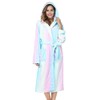 RONGTAI Womens Robes Plush Fleece Print Rainbow Hooded Bathrobe Thick