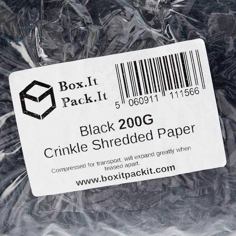 Box.it.pack.it Shredded Crinkle ZigZag Kraft Paper, Black, 200g